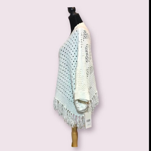 Bishop + Young Aztec Fringe Shawl in Ivory - Size S/M - Picture 2 of 5